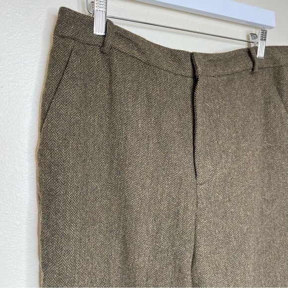 Chaps Wool Herringbone Straight Leg Poly Lined Brown Tan Pant Womens Size 12 - Picture 2 of 13